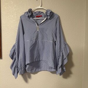 Striped Ruffle Sleeve Women's Top by Signature 8